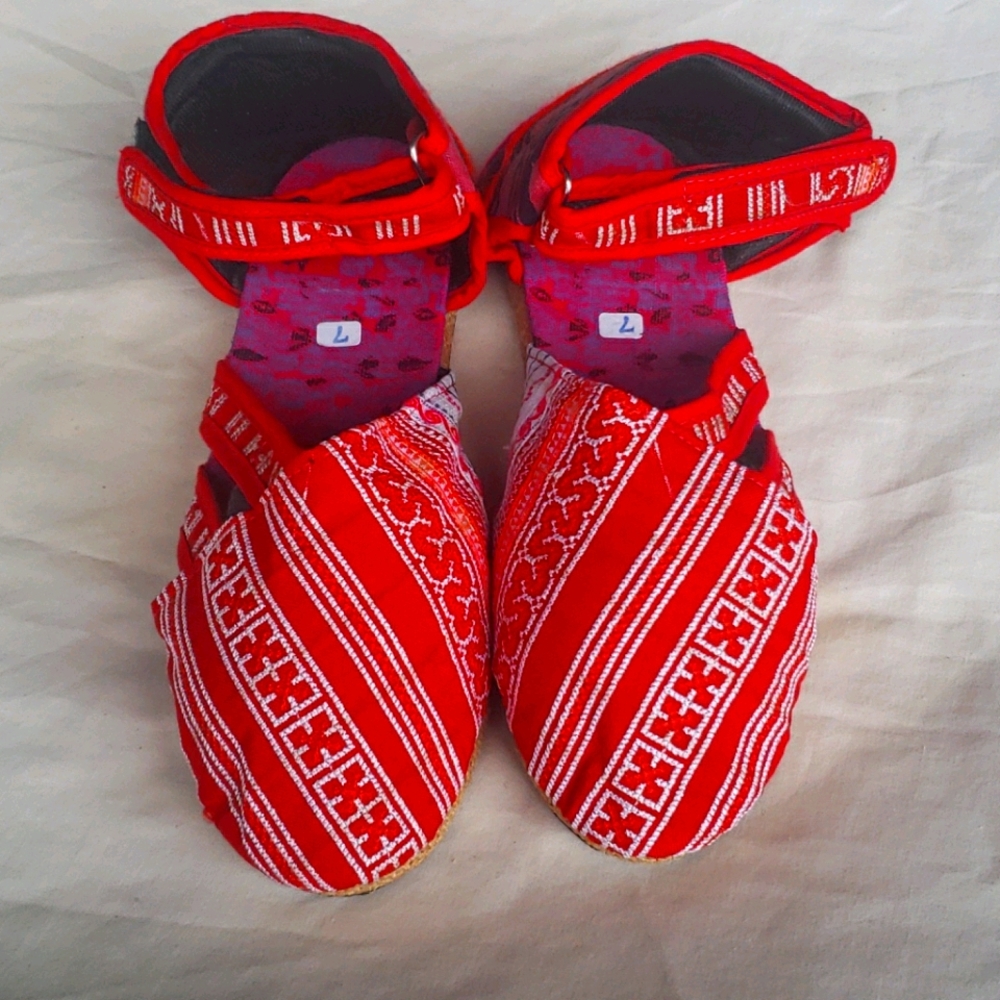Handmade Shoes - Thai Hmong Tribe fabric - 7w